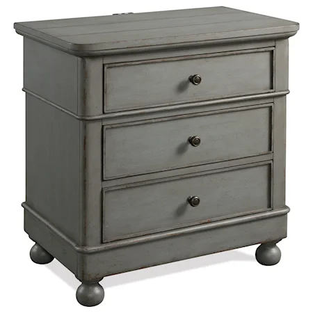 Farmhouse 3-Drawer Nightstand with USB Ports